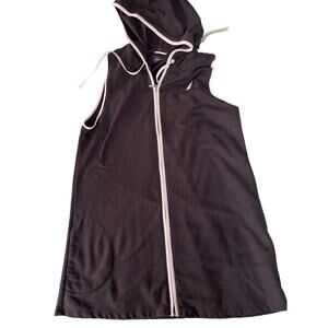 Nautica Women's Hoodie Vest Sz XL Black Full Zipper Closure Two Pocket Flaw